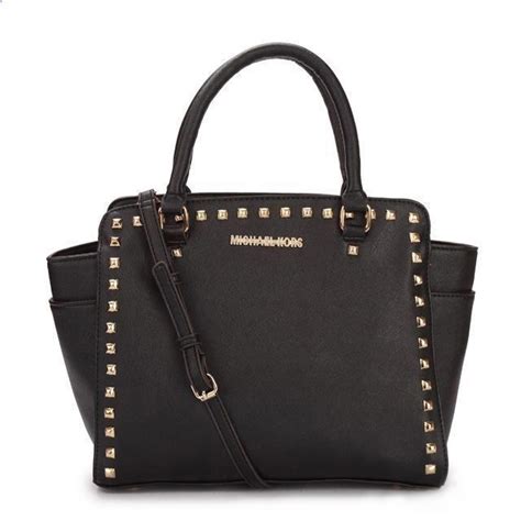 michael kors selma studded saffiano large black totes|sullivan large multifunction leather tote.